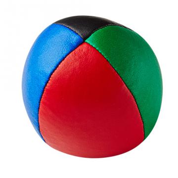 Balle de jonglerie Henry's en cuir - Ø 58 mm / Bleu-Noir-Rouge-Vert